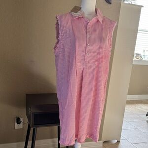 NWT Umgee Pink Striped Sleeveless Dress SZ L pit2pit 23” length 35”